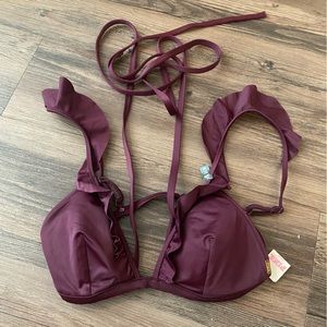 Pink maroon swim top